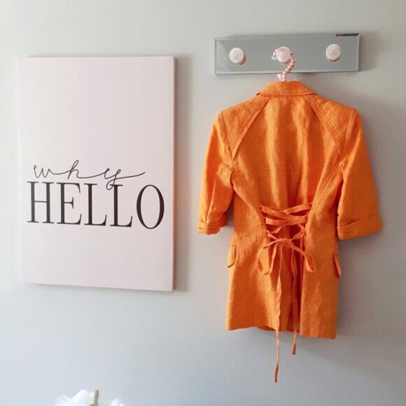 NWT Nanette Lepore orange linen blazer jacket with corset style detailing, 0 - Picture 4 of 8